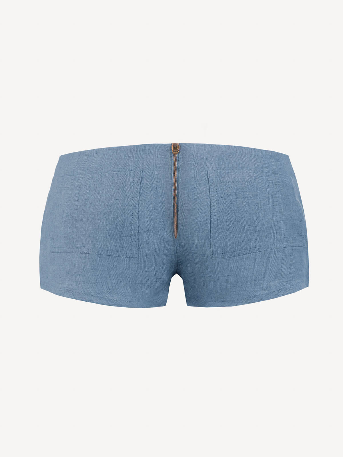 Short linen pants zip  for woman  100% Capri jeans linen pant back