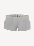 Short linen pants zip  for woman 100% Capri light grey linen pant front
