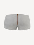 Short linen pants zip  for woman 100% Capri light grey linen pant back