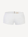 Short linen pants zip  for woman 100% Capri white linen pant  front