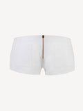 Short linen pants zip  for woman 100% Capri white linen pant back