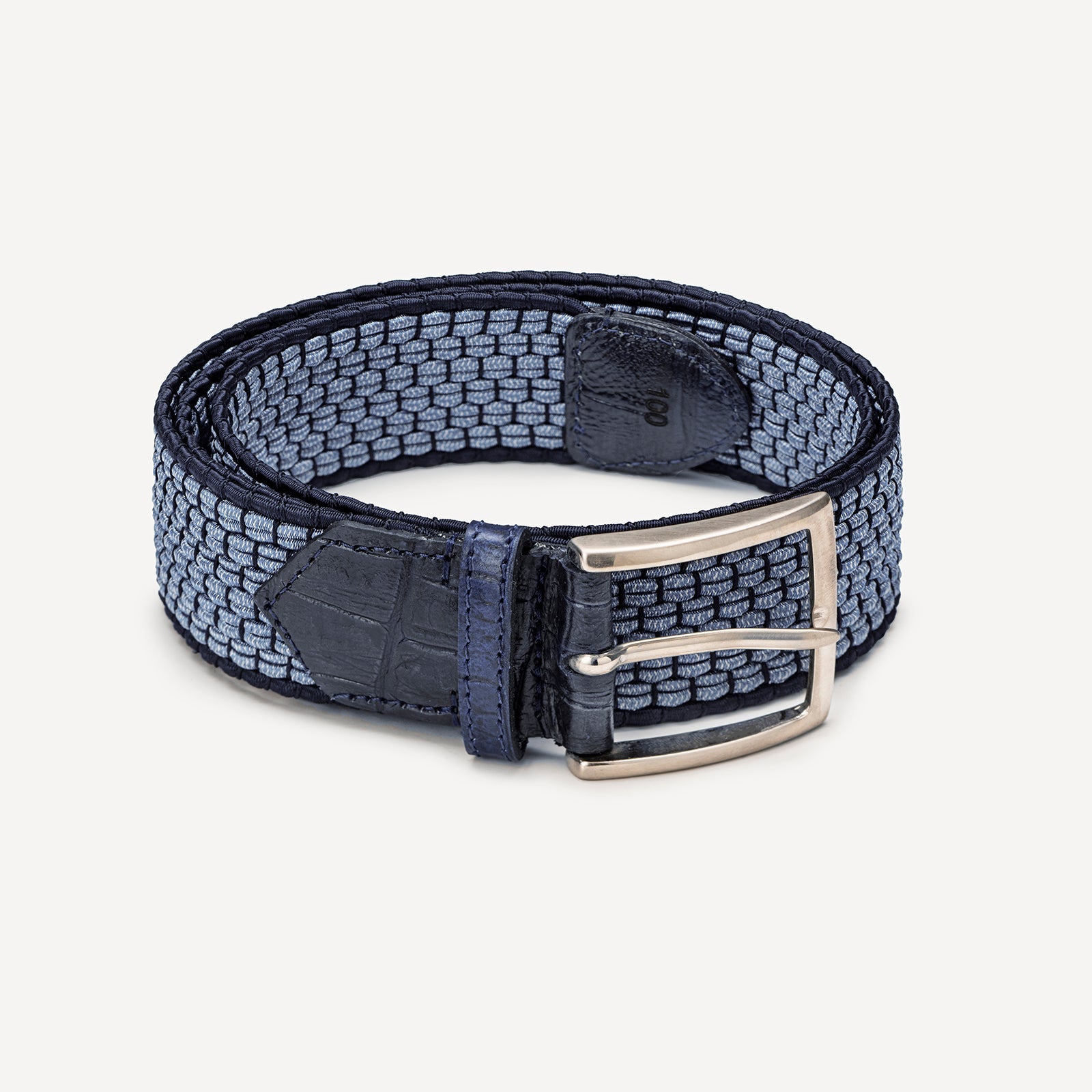 Belt 14/20 bicolor 100% Capri blue and jeans leather belt
