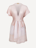 Kimono Jacket 100% Capri white and  pink linen jacket front