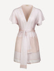 Kimono Jacket 100% Capri pink and white linen jacket front