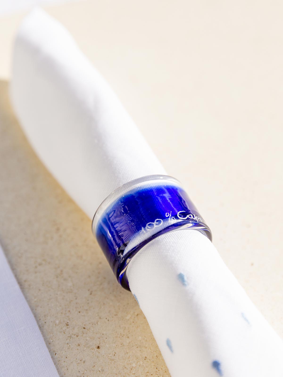 Blue Napkin Ring 100% Capri Home