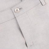 Pantalone New Capri  for woman 100% Capri light grey linen pant detail
