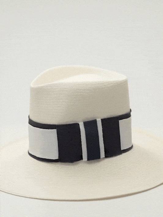 Panama Man 100% Capri blue and white straw hat