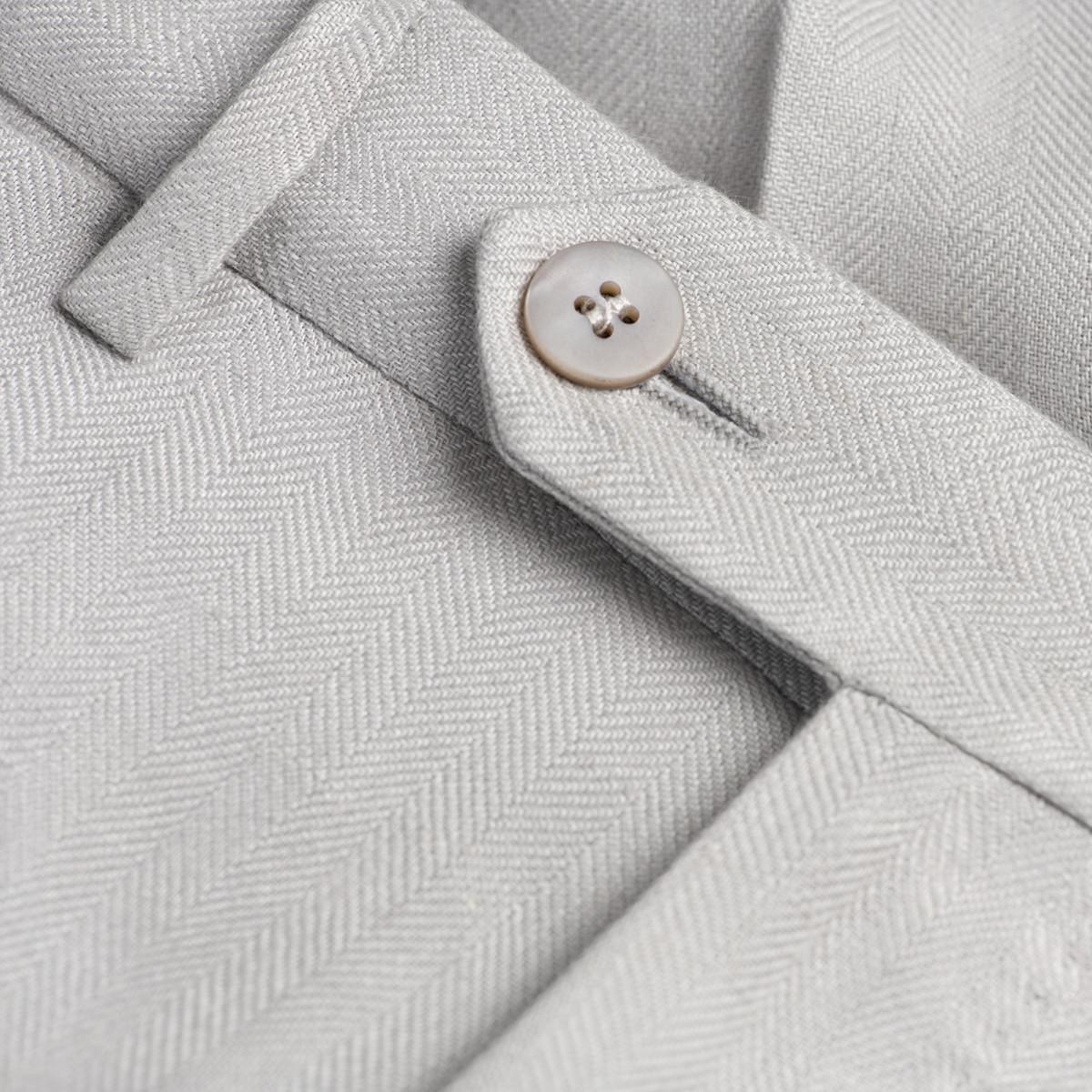 Pantalone Brezza 100% capri for man linen light grey trouser detail