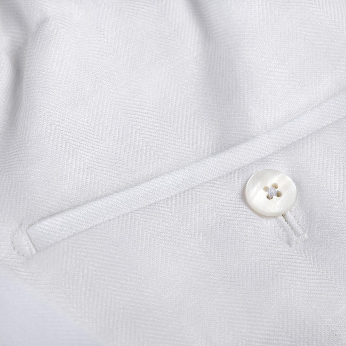 Pantalone Positano 100% Capri white linen trouser detail