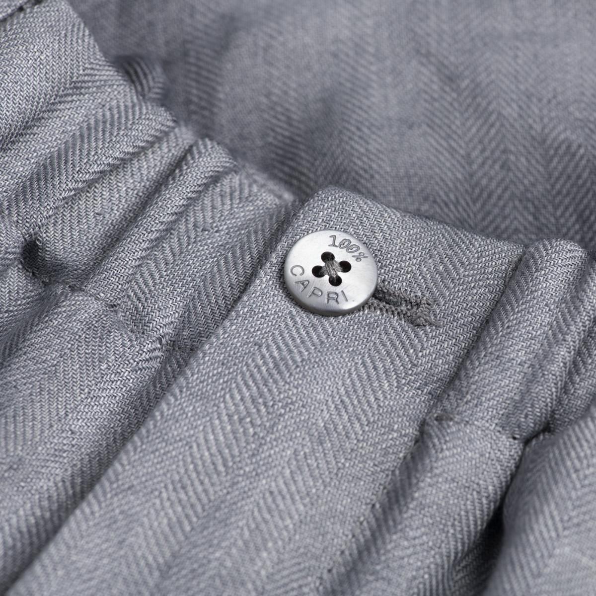 Pantalone Positano 100% Capri dark grey linen trouser detail