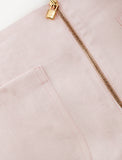 Short linen pants zip  for woman 100% Capri pink linen pant detail
