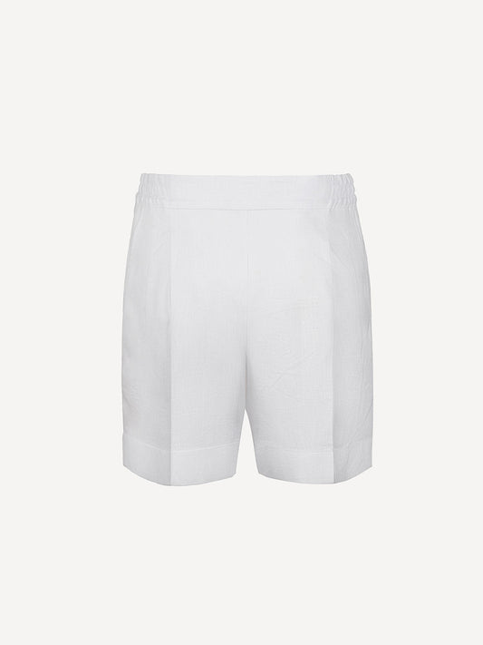 Amy Linen Short 100% Capri white linen short front