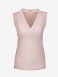 Top V for woman 100% Capri pink linen top front