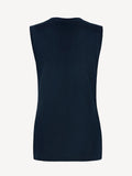 Top V for woman 100% Capri linen blue top back