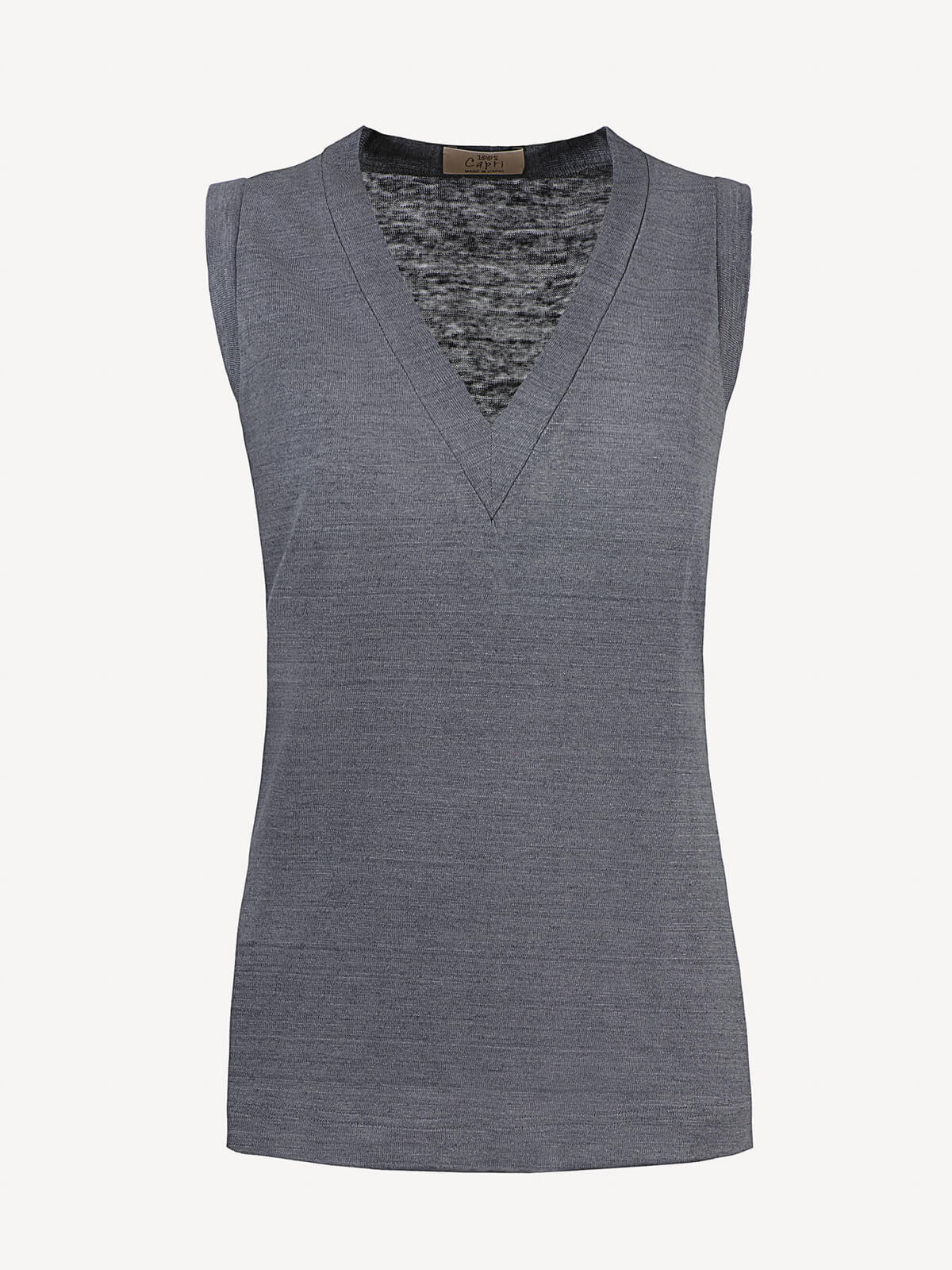Top V for Woman linen dark grey top front 100% Capri