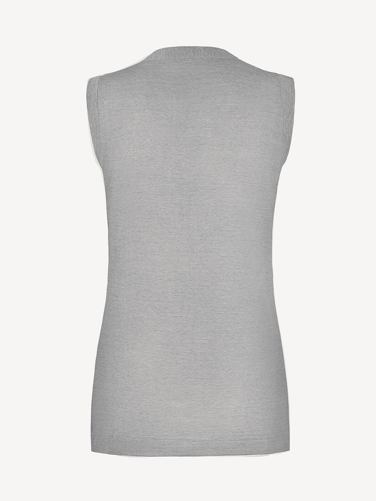 Top V for woman 100% Capri linen light grey top back 