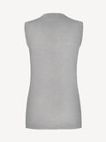 Top V for woman 100% Capri linen light grey top back 