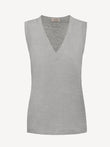 Top V for woman 100% Capri linen grey top front 