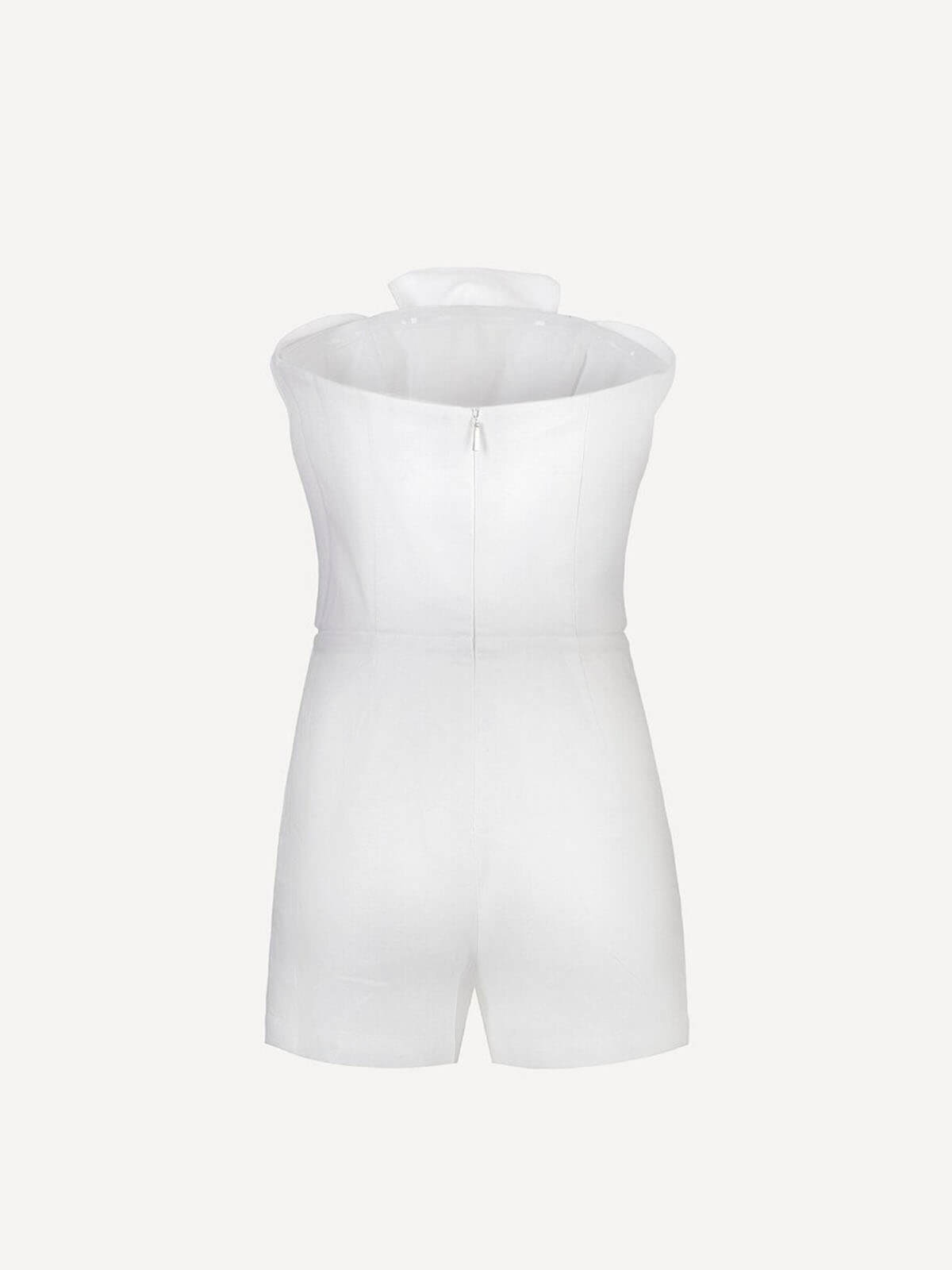 Tuta fiona 100% Capri white linen jumpsuit back
