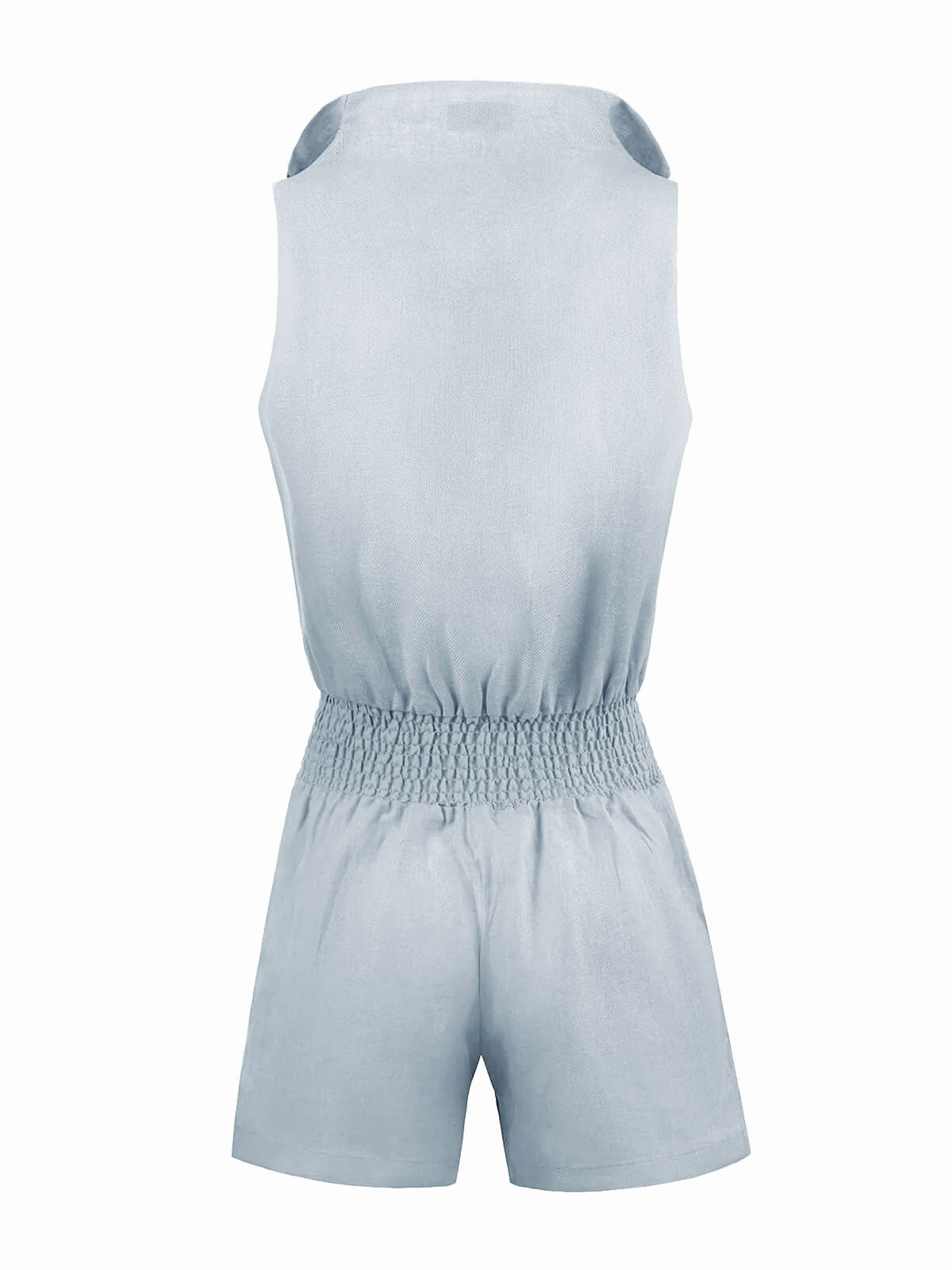 Tuta Zip  for woman 100% Capri aquamarine linen jumpsuit back