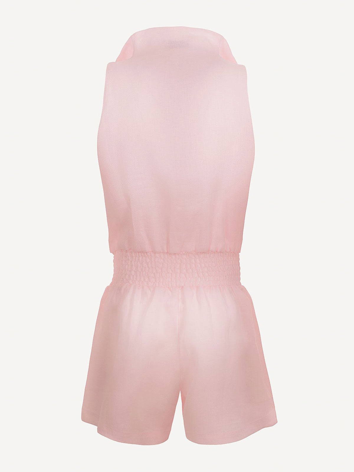 Tuta Zip  for woman  100% Capri pink linen jumpsuit back
