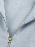 Tuta Zip  for woman 100% Capri aquamarine linen jumpsuit detail
