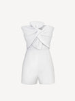 Tuta fiona 100% Capri white linen jumpsuit front