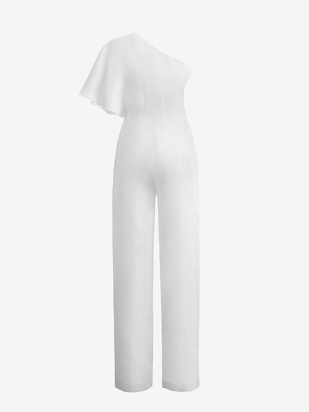 Jumpsuit Tuta Allegra 100% Capri white linen jumpsuit back