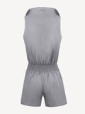Jumpsuit Tuta Zip  for woman linen Dark Grey back 100% Capri
